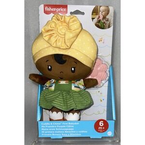 Fisher-Price Cuddle & Chime 1st Babydoll Dark Complexion w/ Teether for 6mo+ NEW